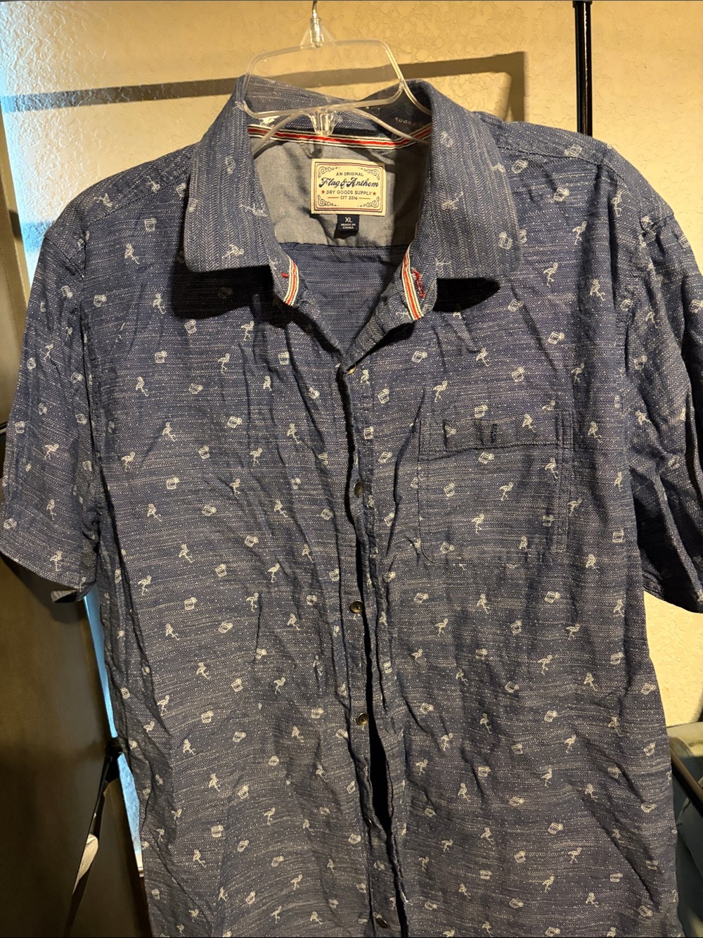 Flag & Anthem Navy Short-Sleeve Casual Button-Down Shirt